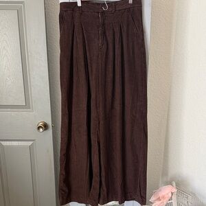 Anthropologie Maeve Wide Leg Corduroy Pants in Deep Brown